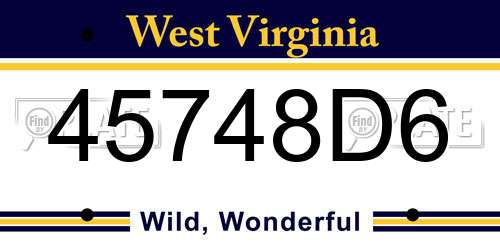 45748D6 West Virginia License Plate