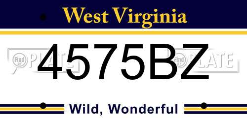 4575BZ West Virginia License Plate