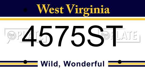 4575ST West Virginia License Plate