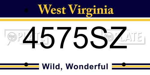 4575SZ West Virginia License Plate