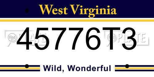45776T3 West Virginia License Plate