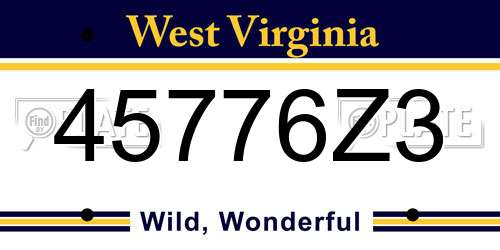45776Z3 West Virginia License Plate