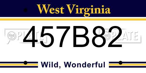 457B82 West Virginia License Plate