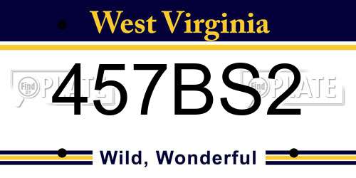457BS2 West Virginia License Plate