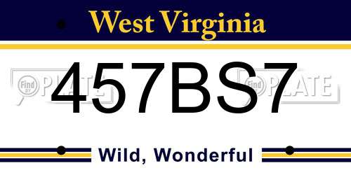 457BS7 West Virginia License Plate