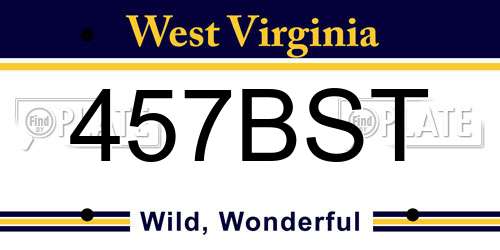457BST West Virginia License Plate
