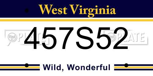 457S52 West Virginia License Plate