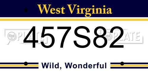 457S82 West Virginia License Plate