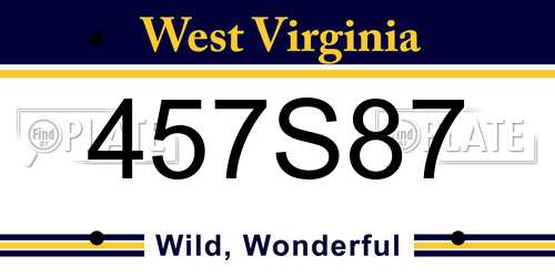 457S87 West Virginia License Plate