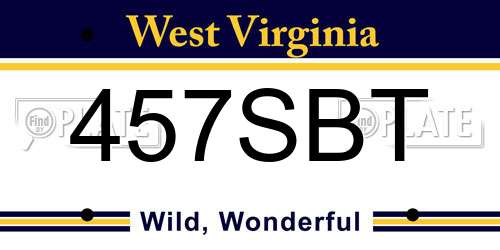 457SBT West Virginia License Plate