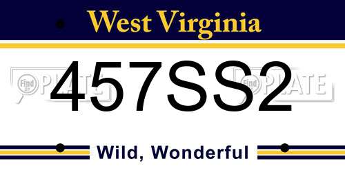 457SS2 West Virginia License Plate