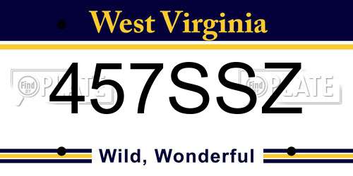 457SSZ West Virginia License Plate