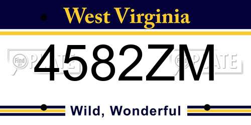 4582ZM West Virginia License Plate