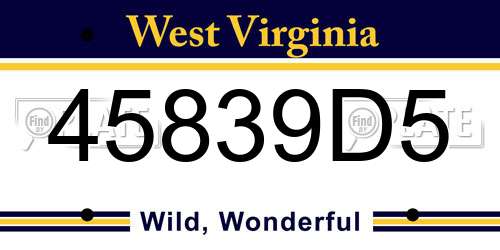 45839D5 West Virginia License Plate