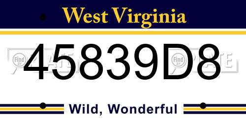 45839D8 West Virginia License Plate