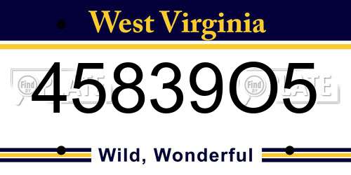 45839O5 West Virginia License Plate