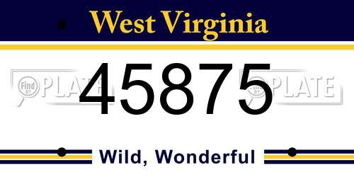 45875 West Virginia License Plate
