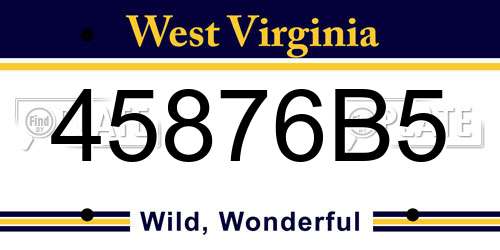 45876B5 West Virginia License Plate
