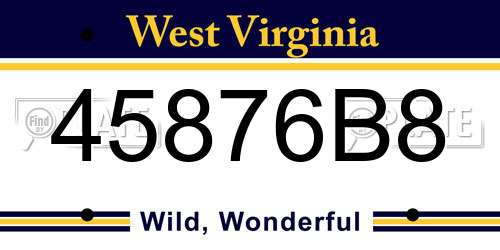 45876B8 West Virginia License Plate