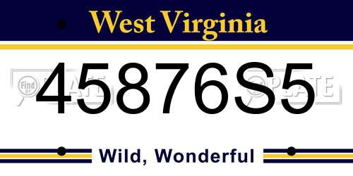 45876S5 West Virginia License Plate