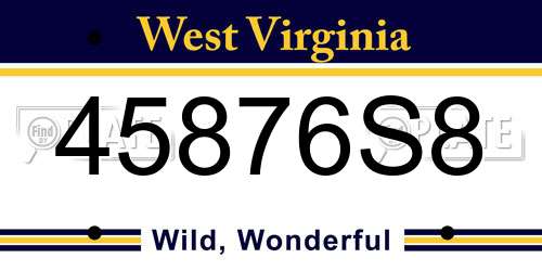 45876S8 West Virginia License Plate