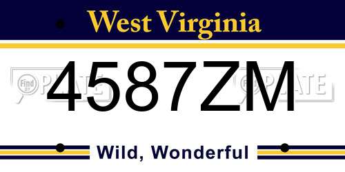 4587ZM West Virginia License Plate