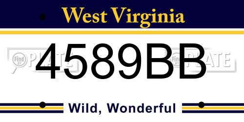 4589BB West Virginia License Plate