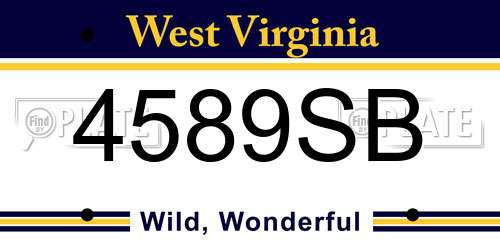 4589SB West Virginia License Plate