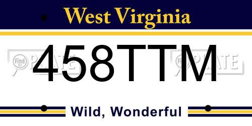 458TTM West Virginia License Plate