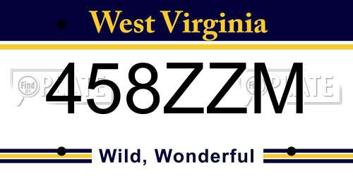 458ZZM West Virginia License Plate