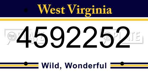 4592252 West Virginia License Plate