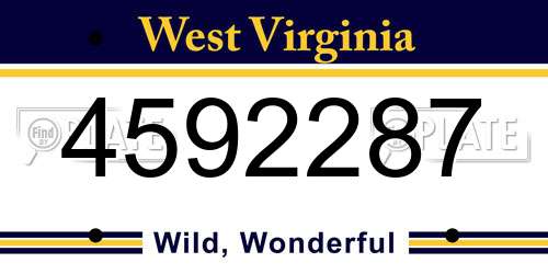 4592287 West Virginia License Plate