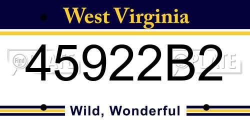 45922B2 West Virginia License Plate