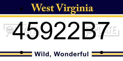 45922B7 West Virginia License Plate