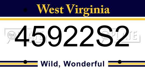45922S2 West Virginia License Plate