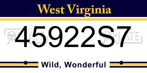 45922S7 West Virginia License Plate