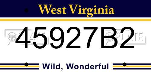 45927B2 West Virginia License Plate