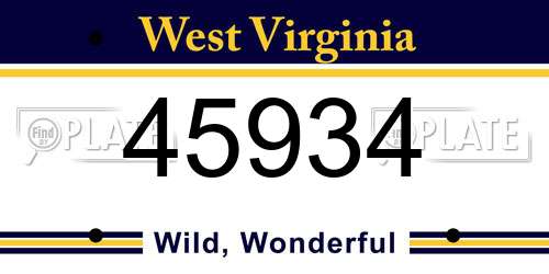 45934 West Virginia License Plate