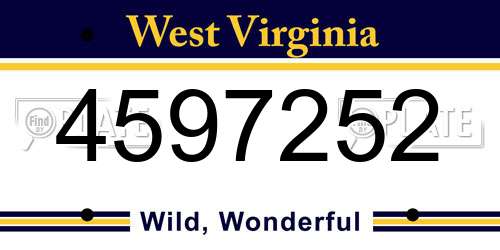 4597252 West Virginia License Plate