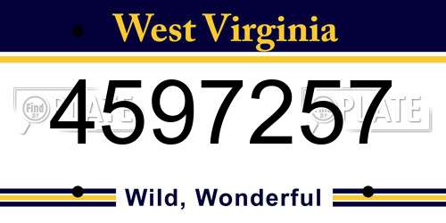 4597257 West Virginia License Plate
