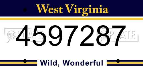 4597287 West Virginia License Plate