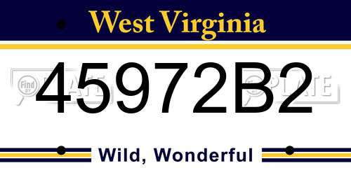 45972B2 West Virginia License Plate