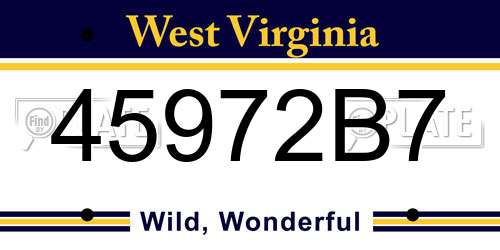 45972B7 West Virginia License Plate
