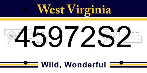 45972S2 West Virginia License Plate