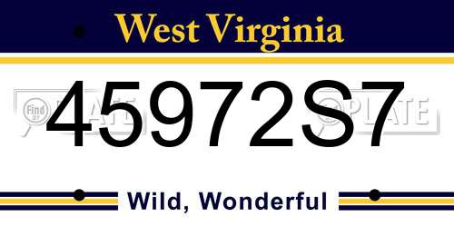 45972S7 West Virginia License Plate