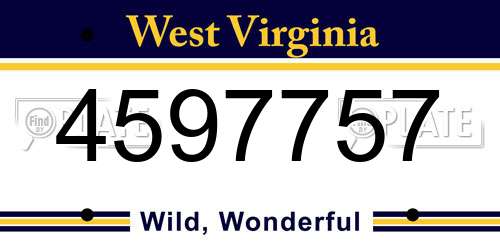 4597757 West Virginia License Plate