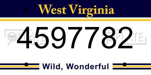 4597782 West Virginia License Plate