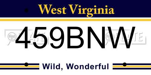 459BNW West Virginia License Plate