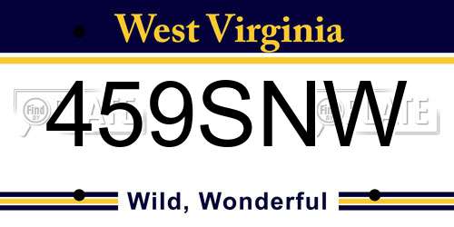 459SNW West Virginia License Plate