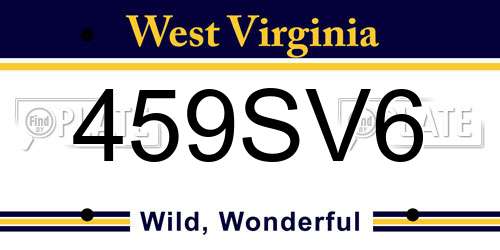 459SV6 West Virginia License Plate